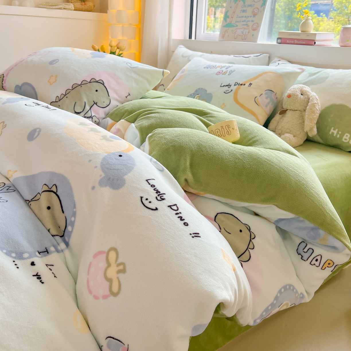 91家纺网 家纺一手货源 找家纺 LIFE.丽芙 2025秋冬新款A类牛奶绒加厚保暖单被套 恐龙宝宝