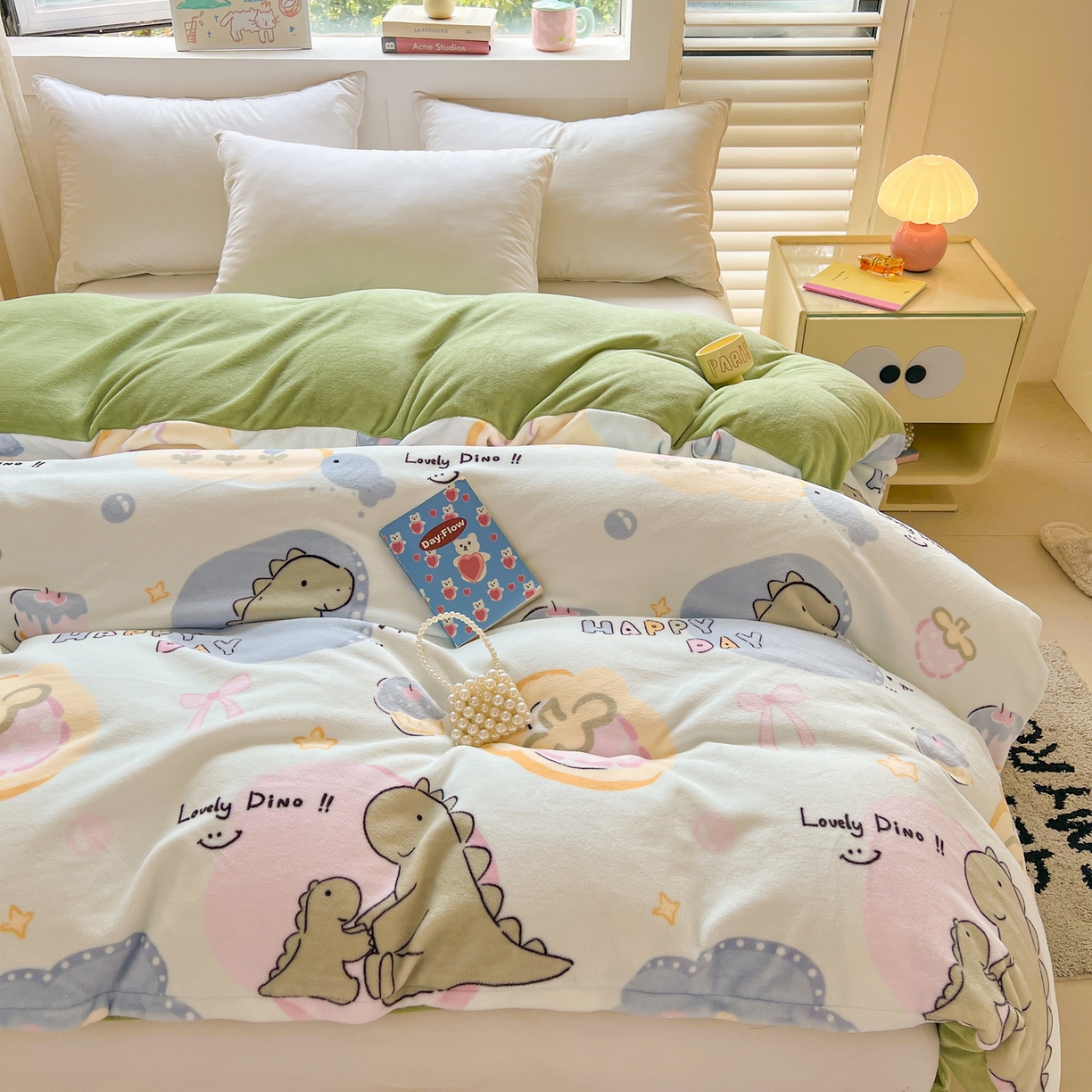 91家纺网 家纺一手货源 找家纺 LIFE.丽芙 2025秋冬新款A类牛奶绒加厚保暖单被套 恐龙宝宝