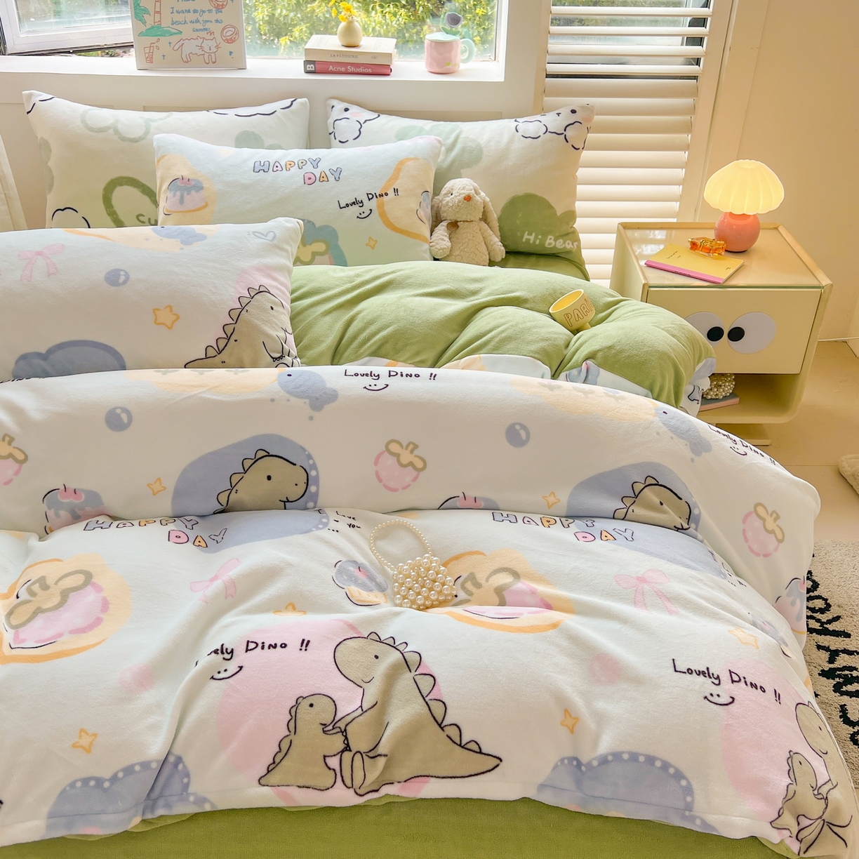 91家纺网 家纺一手货源 找家纺 LIFE.丽芙 2025秋冬新款A类牛奶绒加厚保暖单被套 恐龙宝宝