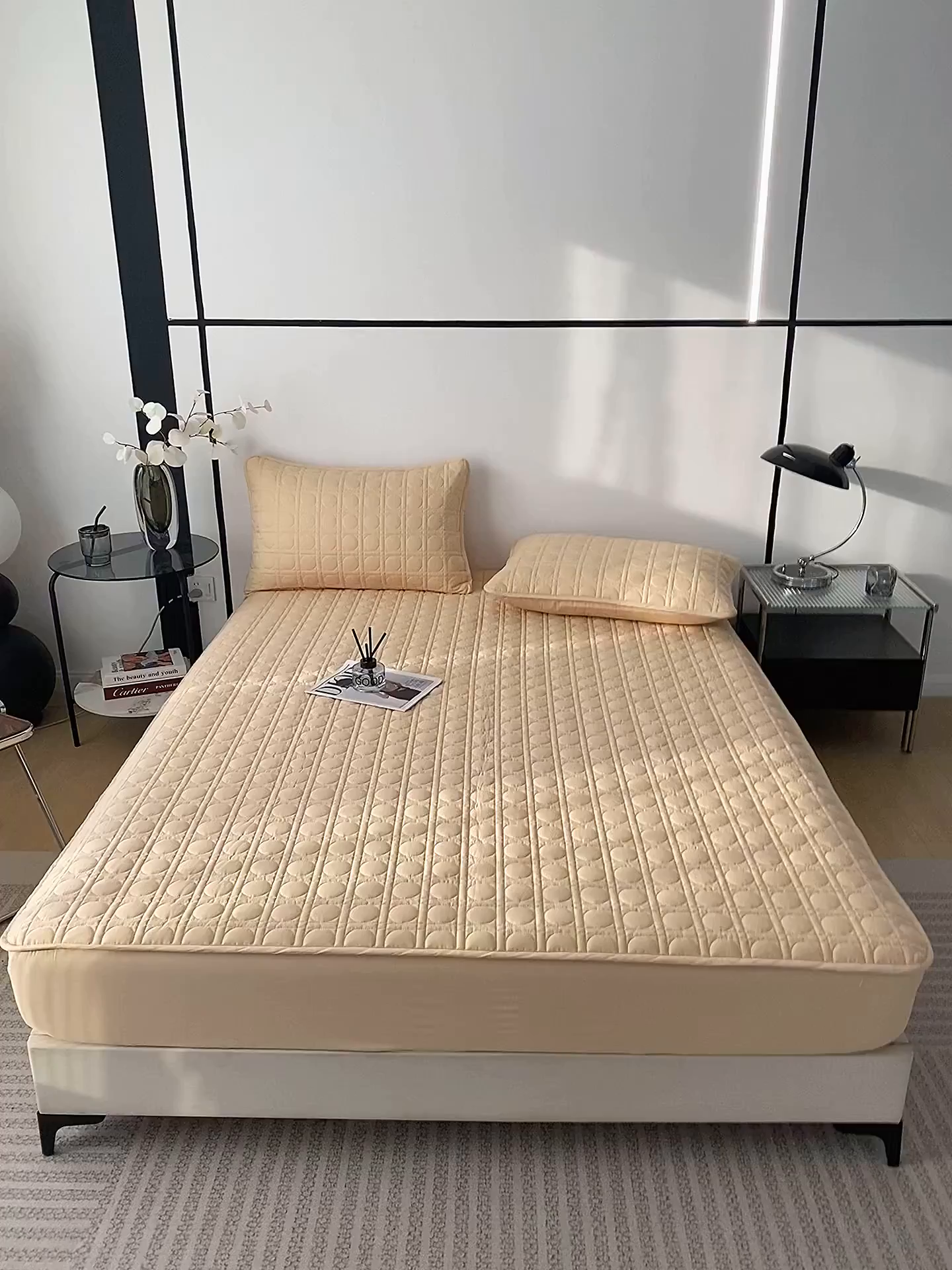 91家纺网 家纺一手货源 找家纺 佳笠家居 2025新款全棉纯棉夹棉床笠四季通用席梦思保护套床罩-初见系列 卡其色