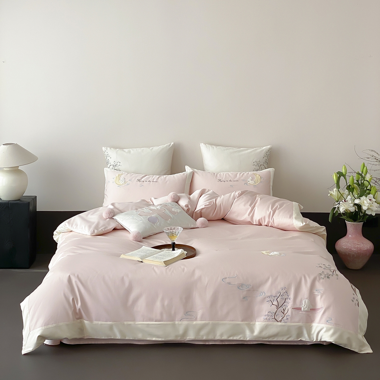 MIU缪家居 2025新款100支全棉亲肤四件套-喜乐兔 喜乐兔-粉