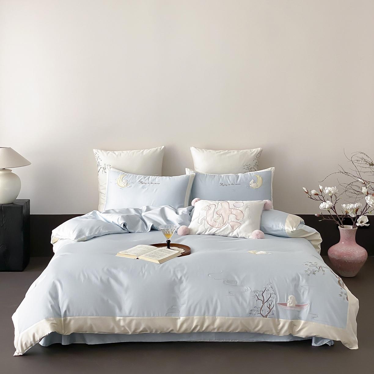 MIU缪家居 2025新款100支全棉亲肤四件套-喜乐兔 喜乐兔-蓝