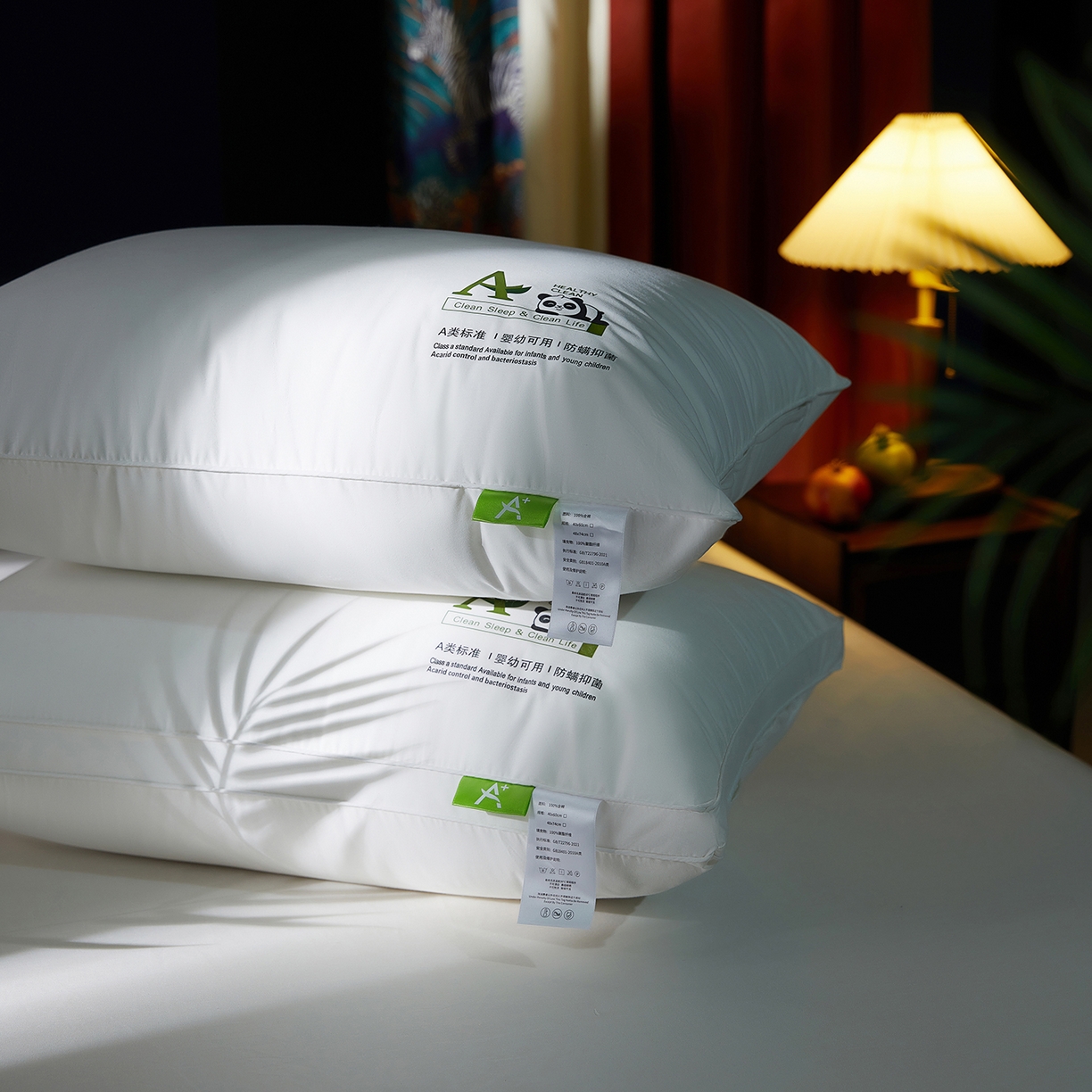 91家纺网 家纺一手货源 找家纺 鼎晟纺 2025新款卡通全棉羽丝绒软萌熊猫烫画枕头学生纯棉枕芯护颈椎助家用枕头枕芯-风格三 全棉熊猫烫画单边枕