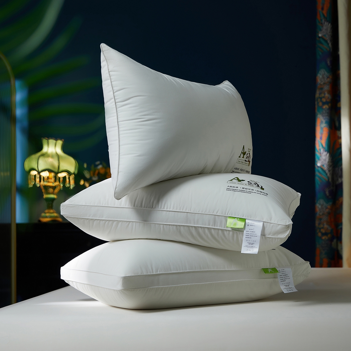 91家纺网 家纺一手货源 找家纺 鼎晟纺 2025新款卡通全棉羽丝绒软萌熊猫烫画枕头学生纯棉枕芯护颈椎助家用枕头枕芯-风格三 全棉熊猫烫画双边枕