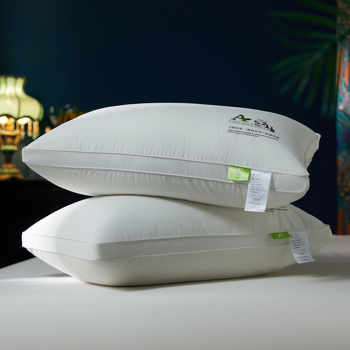 91家纺网 家纺一手货源 找家纺 鼎晟纺 2025新款卡通全棉羽丝绒软萌熊猫烫画枕头学生纯棉枕芯护颈椎助家用枕头枕芯-风格三 全棉熊猫烫画双边枕