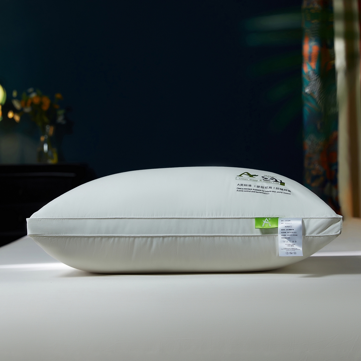 91家纺网 家纺一手货源 找家纺 鼎晟纺 2025新款卡通全棉羽丝绒软萌熊猫烫画枕头学生纯棉枕芯护颈椎助家用枕头枕芯-风格三 全棉熊猫烫画双边枕