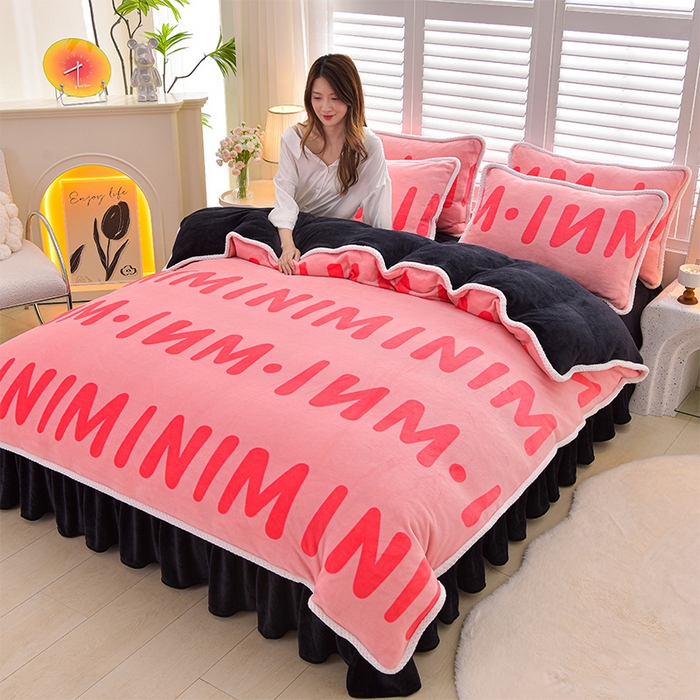 91家纺网 家纺一手货源 找家纺 (总)赛丽雅 2025新款牛奶绒床裙四件套8-9斤法莱绒直播爆款日产2万套