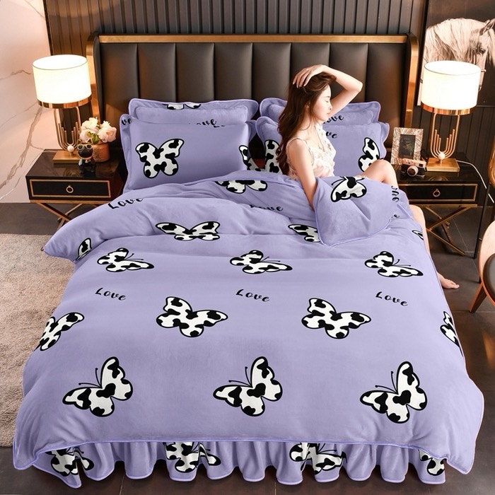 91家纺网 家纺一手货源 找家纺 (总)赛丽雅 2025新款牛奶绒床裙四件套8-9斤法莱绒直播爆款日产2万套