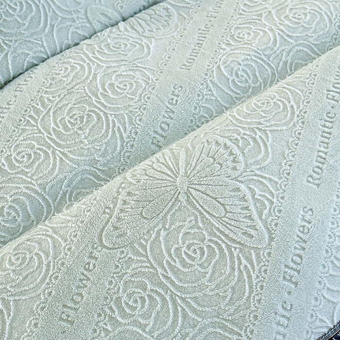 91家纺网 家纺一手货源 找家纺 畅畅家纺 2025新款高克重织带款冬季保暖牛奶绒雕花床单四件套 蝴蝶-浅绿