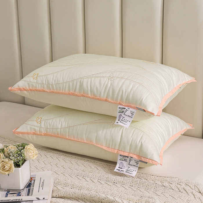 锦鲤枕芯 2025新款A类母婴级蚕丝蛋白多倍养肤枕芯酒店护颈抗菌防螨枕头 米色 600g【低枕】