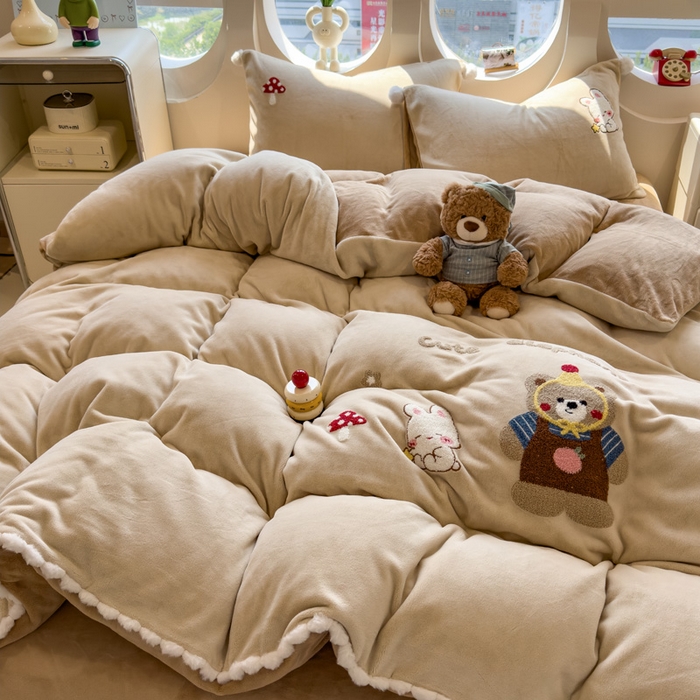 91家纺网 家纺一手货源 找家纺 （总）席世家 2025新款230g全工艺牛奶绒毛球毛巾绣四件套