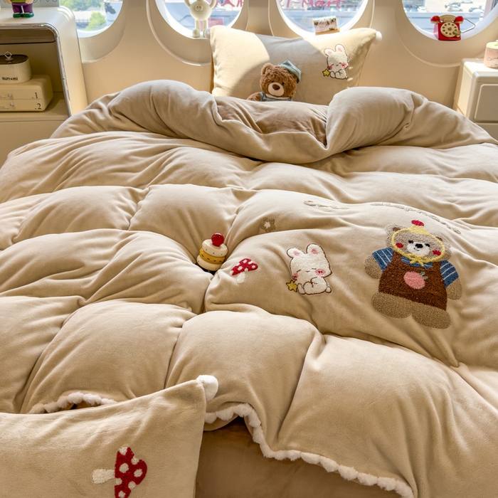 91家纺网 家纺一手货源 找家纺 席世家 2025新款230g全工艺牛奶绒毛球毛巾绣四件套 好朋友