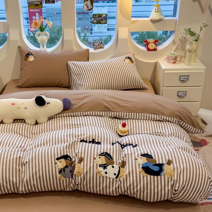 91家纺网 家纺一手货源 找家纺 （总）席世家 2025新款全棉磨毛毛巾绣四件套