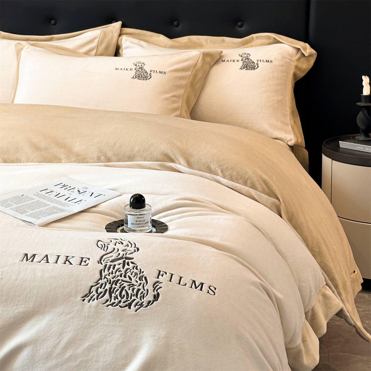 91家纺网 家纺一手货源 找家纺 （总）笙意家纺 2025新款A类牛奶绒加厚卡通刺绣四件套-旺仔