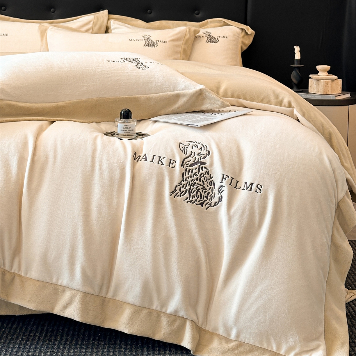 （总）笙意家纺 2025新款A类牛奶绒加厚卡通刺绣四件套-旺仔