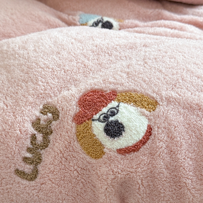 91家纺网 家纺一手货源 找家纺 萝莉家纺 2025新款加厚泰迪绒毛巾绣四件套 礼帽狗