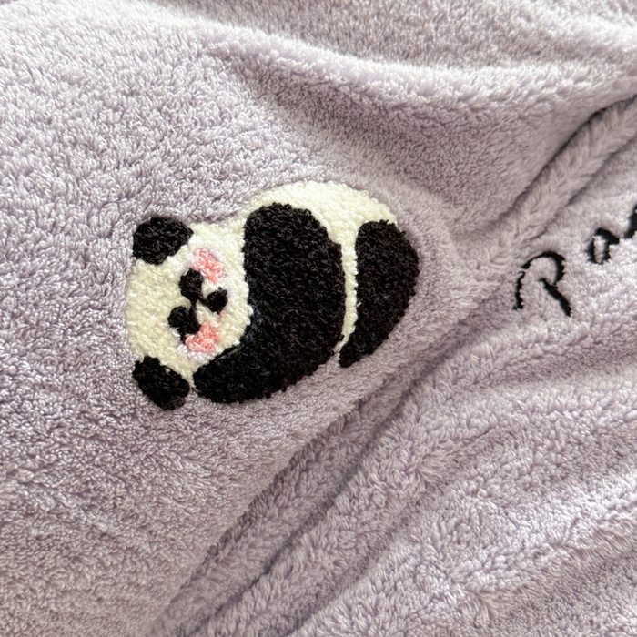 91家纺网 家纺一手货源 找家纺 萝莉家纺 2025新款加厚泰迪绒毛巾绣四件套 熊猫紫