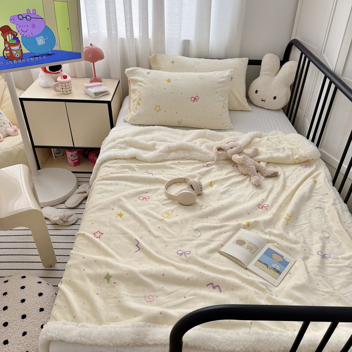 91家纺网 家纺一手货源 找家纺 （总）大元 2025新款ins加厚小清新牛奶绒羊羔绒毛毯午睡毯沙发盖毯