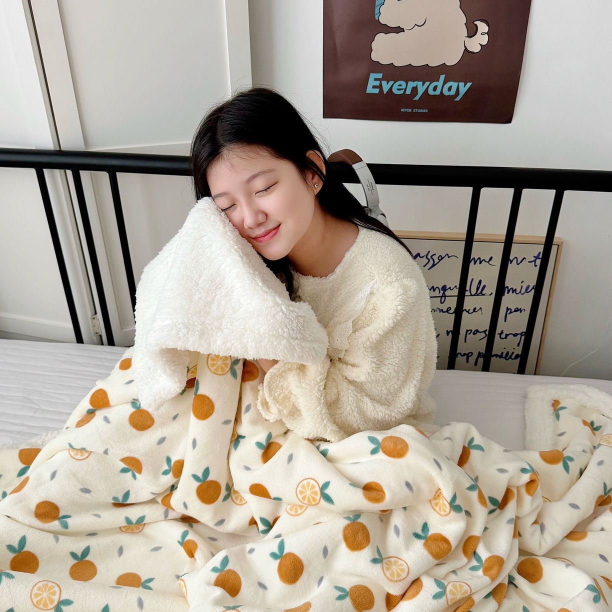 91家纺网 家纺一手货源 找家纺 （总）大元 2025新款ins加厚小清新牛奶绒羊羔绒毛毯午睡毯沙发盖毯