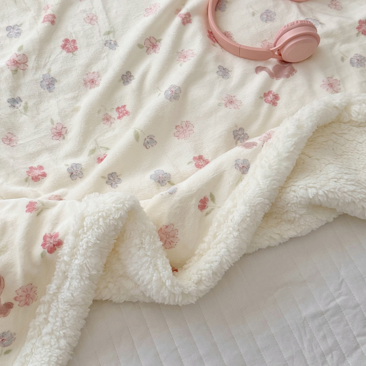 91家纺网 家纺一手货源 找家纺 大元 2025新款ins加厚小清新牛奶绒羊羔绒毛毯午睡毯沙发盖毯 花园小猫咪