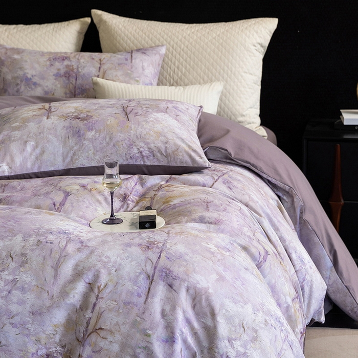 91家纺网 家纺一手货源 找家纺 立奥被业 2025新款全棉高密磨毛数码印花四件套（控价199）丛林粉