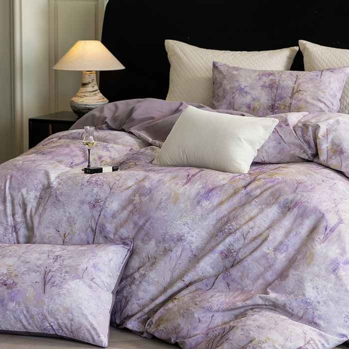 91家纺网 家纺一手货源 找家纺 立奥被业 2025新款全棉高密磨毛数码印花四件套（控价199）丛林粉