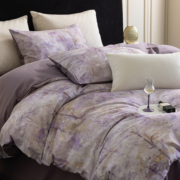 91家纺网 家纺一手货源 找家纺 立奥被业 2025新款全棉高密磨毛数码印花四件套（控价199）丛林粉