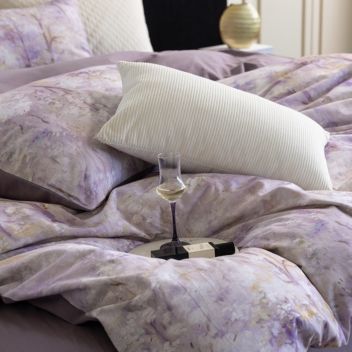 91家纺网 家纺一手货源 找家纺 立奥被业 2025新款全棉高密磨毛数码印花四件套（控价199）丛林粉