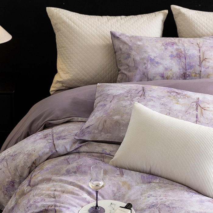 91家纺网 家纺一手货源 找家纺 立奥被业 2025新款全棉高密磨毛数码印花四件套（控价199）丛林粉