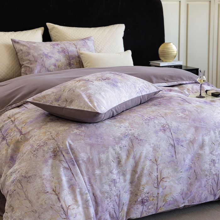 91家纺网 家纺一手货源 找家纺 立奥被业 2025新款全棉高密磨毛数码印花四件套（控价199）丛林粉