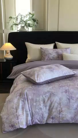 91家纺网 家纺一手货源 找家纺 立奥被业 2025新款全棉高密磨毛数码印花四件套（控价199）丛林粉