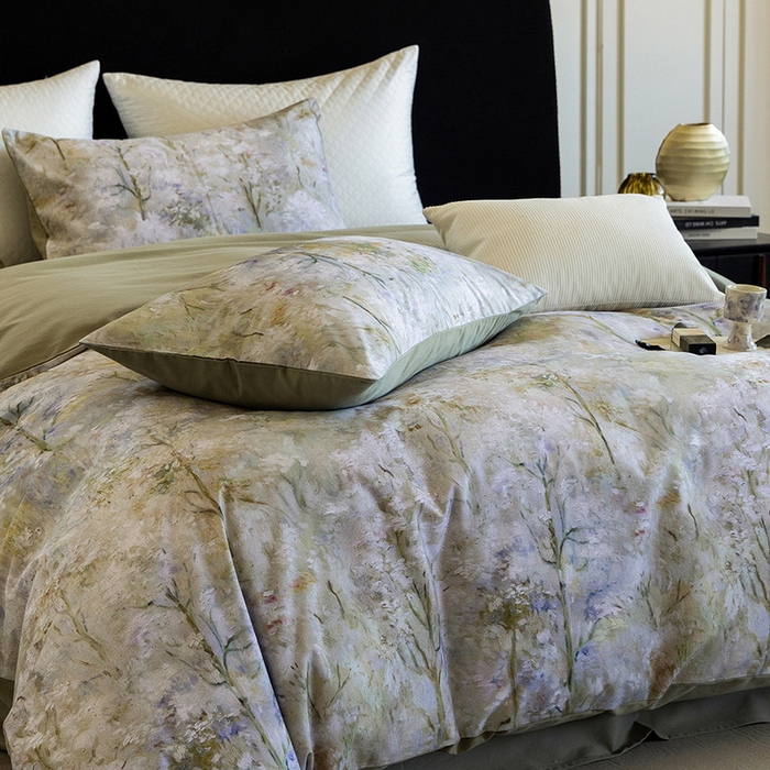 91家纺网 家纺一手货源 找家纺 立奥被业 2025新款全棉高密磨毛数码印花四件套（控价199）丛林绿