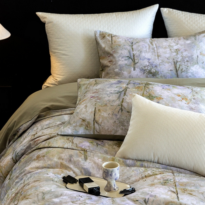 91家纺网 家纺一手货源 找家纺 立奥被业 2025新款全棉高密磨毛数码印花四件套（控价199）丛林绿