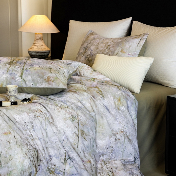 91家纺网 家纺一手货源 找家纺 立奥被业 2025新款全棉高密磨毛数码印花四件套（控价199）丛林绿