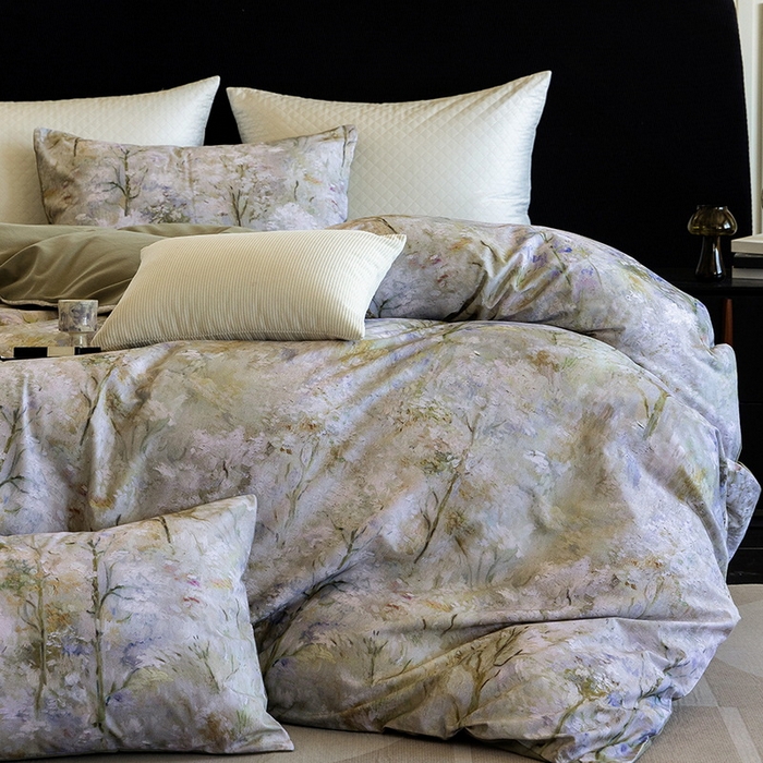 91家纺网 家纺一手货源 找家纺 立奥被业 2025新款全棉高密磨毛数码印花四件套（控价199）丛林绿