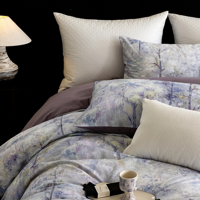 91家纺网 家纺一手货源 找家纺 立奥被业 2025新款全棉高密磨毛数码印花四件套（控价199）丛林紫