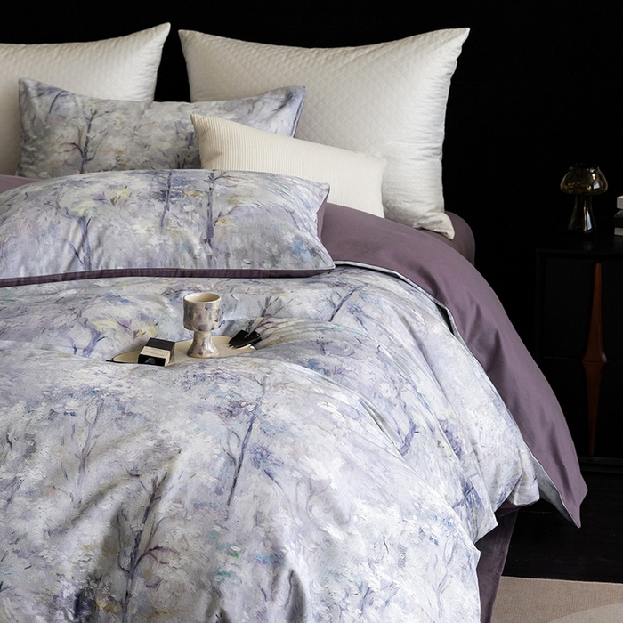 91家纺网 家纺一手货源 找家纺 立奥被业 2025新款全棉高密磨毛数码印花四件套（控价199）丛林紫