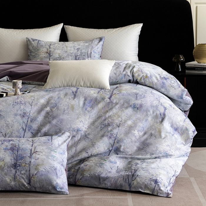 91家纺网 家纺一手货源 找家纺 立奥被业 2025新款全棉高密磨毛数码印花四件套（控价199）丛林紫