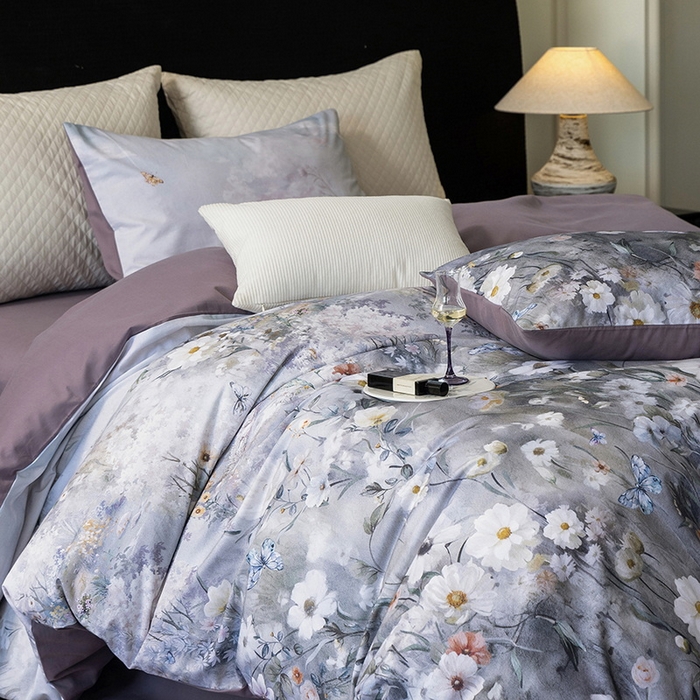 立奥被业 2025新款全棉高密磨毛数码印花四件套（控价199）蝶舞紫