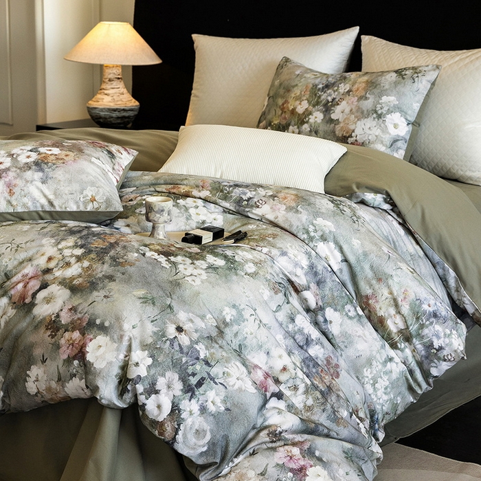 91家纺网 家纺一手货源 找家纺 立奥被业 2025新款全棉高密磨毛数码印花四件套（控价199）梵高绿