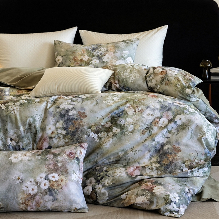 91家纺网 家纺一手货源 找家纺 立奥被业 2025新款全棉高密磨毛数码印花四件套（控价199）梵高绿