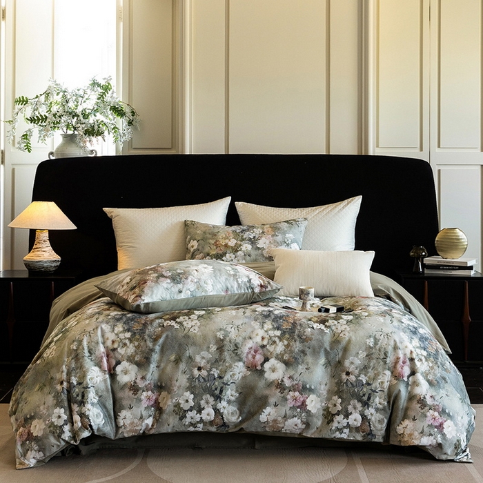 91家纺网 家纺一手货源 找家纺 立奥被业 2025新款全棉高密磨毛数码印花四件套（控价199）梵高绿