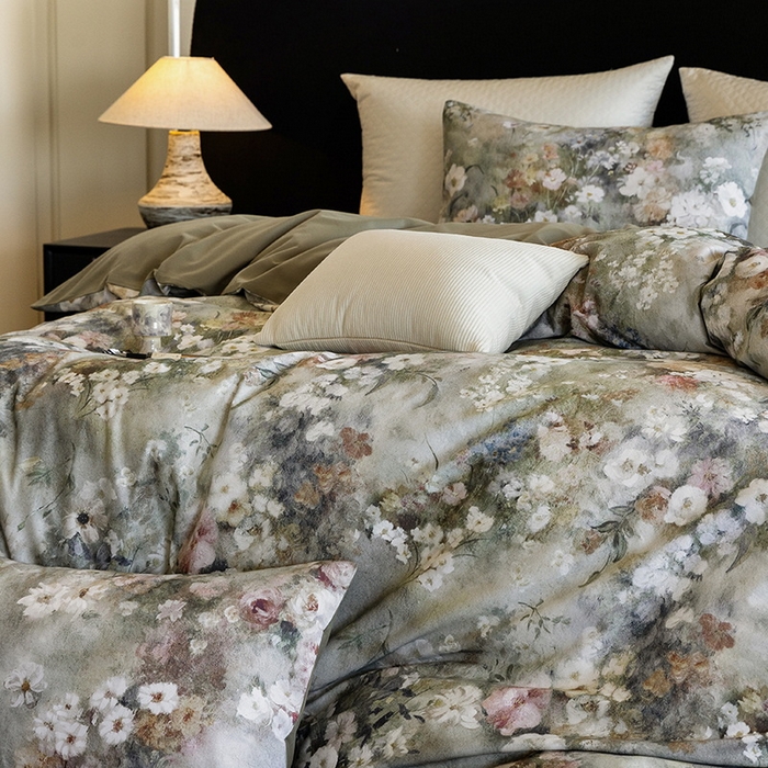 91家纺网 家纺一手货源 找家纺 立奥被业 2025新款全棉高密磨毛数码印花四件套（控价199）梵高绿