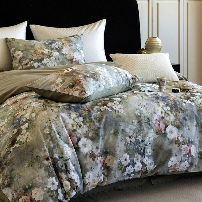 91家纺网 家纺一手货源 找家纺 立奥被业 2025新款全棉高密磨毛数码印花四件套（控价199）梵高绿