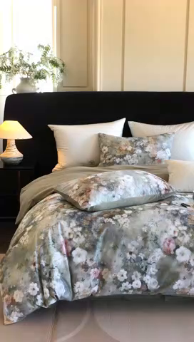 91家纺网 家纺一手货源 找家纺 立奥被业 2025新款全棉高密磨毛数码印花四件套（控价199）梵高绿