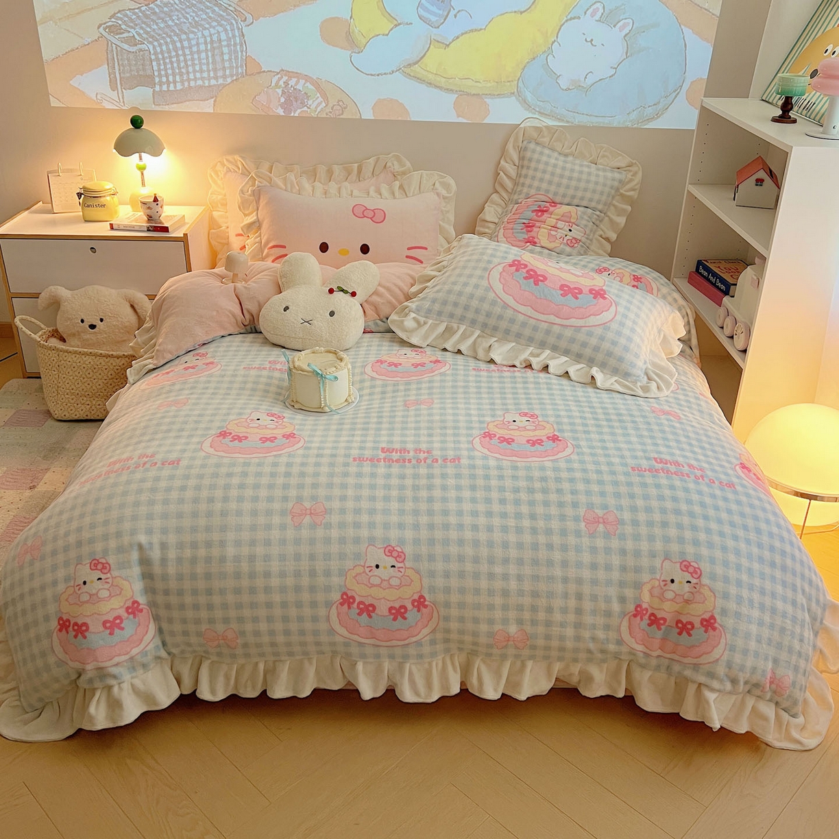 91家纺网 家纺一手货源 找家纺 （总）沐慕 2025新款高克重花边款牛奶绒四件套