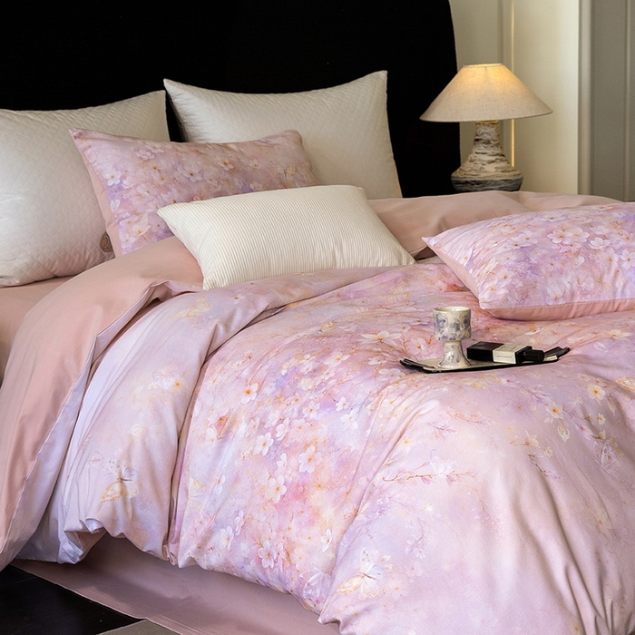 立奥被业 2025新款全棉高密磨毛数码印花四件套（控价199）莫里斯粉