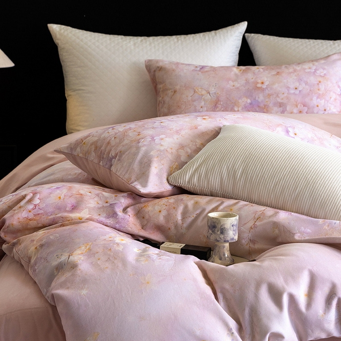 91家纺网 家纺一手货源 找家纺 立奥被业 2025新款全棉高密磨毛数码印花四件套（控价199）莫里斯粉