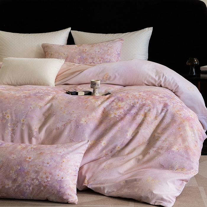 91家纺网 家纺一手货源 找家纺 立奥被业 2025新款全棉高密磨毛数码印花四件套（控价199）莫里斯粉