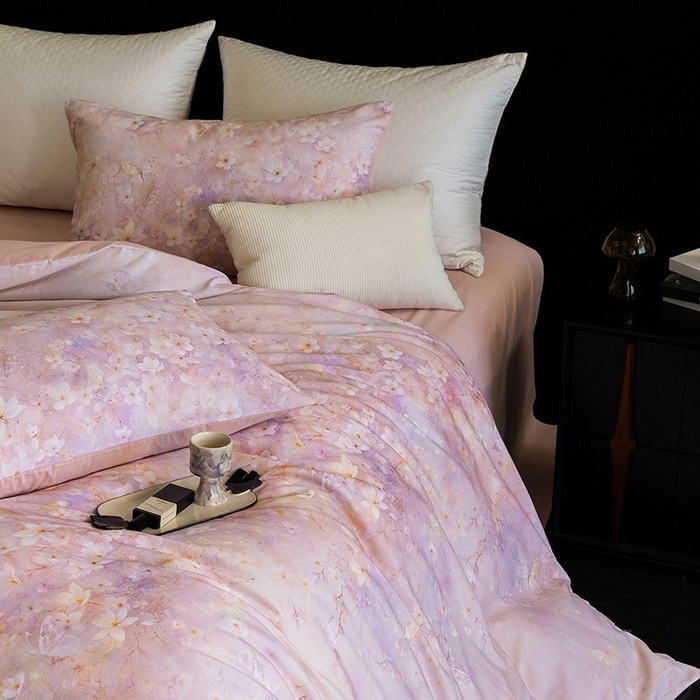 91家纺网 家纺一手货源 找家纺 立奥被业 2025新款全棉高密磨毛数码印花四件套（控价199）莫里斯粉